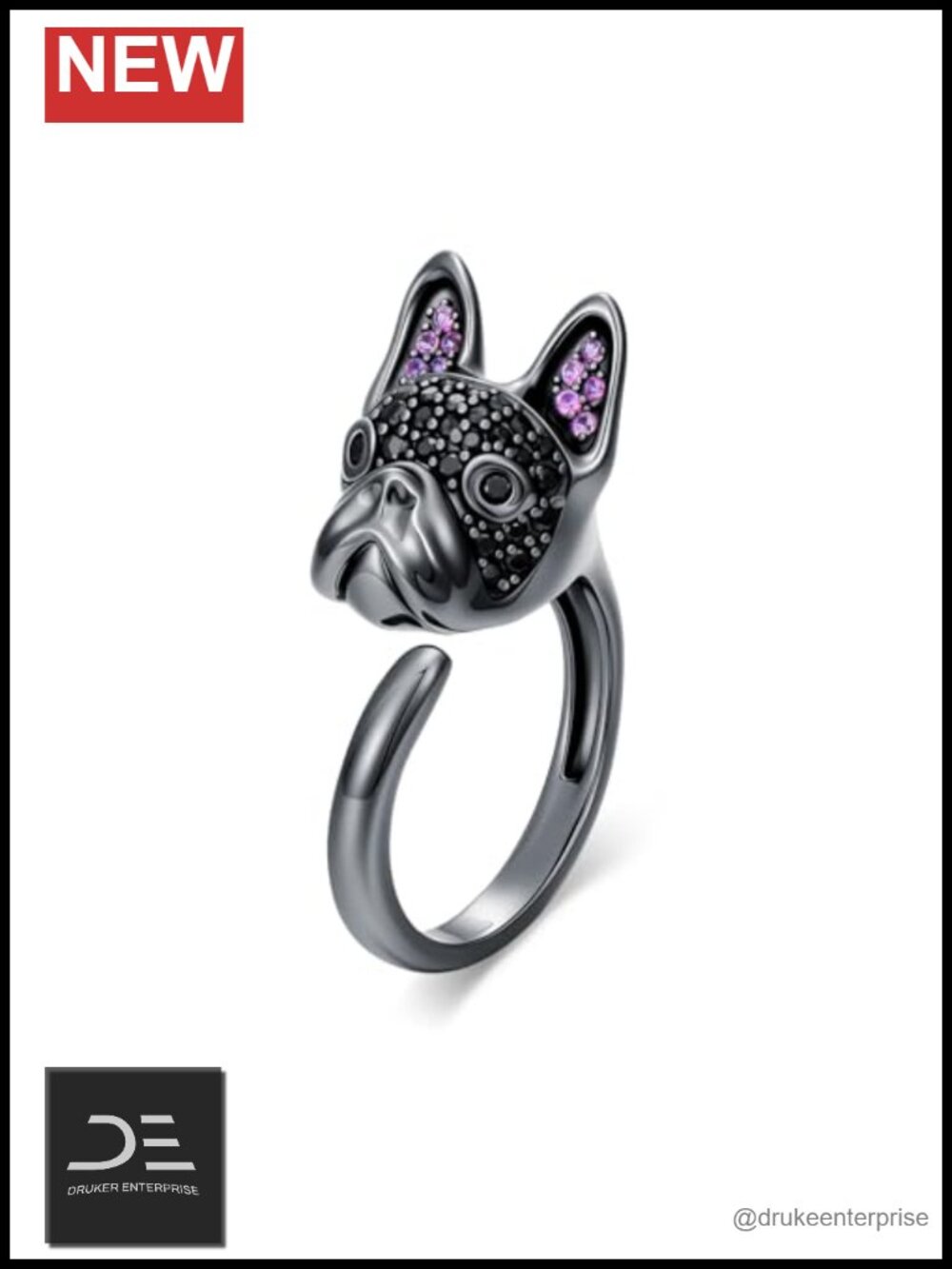 S925 Sterling Silver Dog Ring for Women Hypoallergenic Adjustable